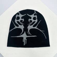 1 件秋冬美国街头风格提花火焰针织帽,温暖时尚个性化滑雪帽秋季 - 彩色 - 查看 19