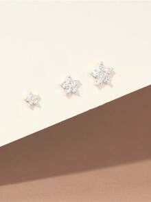 3 Pieces Set Flower 925 Sterling Silver Earring Women Romantic Stud Earring 18K Gold Plated Helix Cartilage For Daily Wear Wedding Party Engagement Christmas Gifts Fine Jewelry