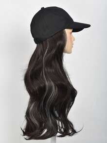 20 Inches Long Fluffy Wavy Curly Wigs With Hat Baseball Cap Seamless Connection Hair Extensions For Women Synthetic Natural Fake Hairpiece Adjustable Hat Wig - Multicolor - View 8