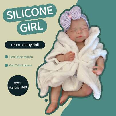 18 Inch Realistic Silicone Reborn Baby Doll, 3D Painted Skin Texture Pascale, Waterproof, Flexible, Can Open Mouth Adorable Anatomically Accurate Girl Doll, Perfect Gift For Kids
