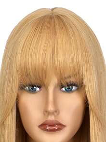 24-Inch Synthetic Wig With Bangs, Long Straight Golden Hair, Heat Resistant Synthetic Fiber Wig Suitable For Daily Wear - Multicolor - View 8