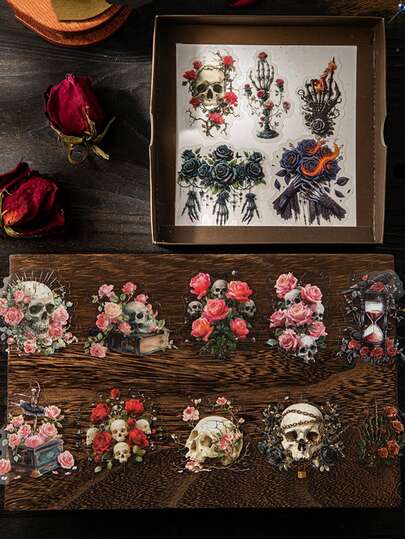 have a good day 30张/包 暗黑哥特风剪贴簿贴纸，创意美学贴纸，DIY装饰拼贴工艺用品，节日礼物，个性化剪贴簿学校文具