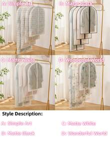 5件/1件 衣物防尘罩，衣服袋，西装罩，收纳袋，衣柜防尘罩，外套罩，适用于存放，婚纱防尘罩，防水收纳袋 - 彩色 - 查看 4