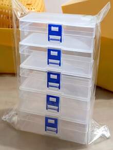 5-Piece Large-Sized Transparent Plastic Storage Box With Lid - Waterproof, Stackable Storage Box For Storing Beads, Earrings And Small Items - Durable Rectangular File Storage Box - Multicolor - View 1