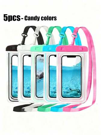 5/3/1 pieza Funda impermeable para teléfono, bolsa impermeable casual para teléfono, bolsa de PVC para teléfono celular para vacaciones, playa, deportes, útiles escolares, para estudiantes