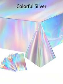 1pc Birthday Party Party Festival Decoration Supplies Tablecloth Laser Photography Props Disposable Colorful Tablecloth - Multicolor - View 3