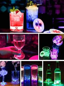 10pcs LED Luminous Coasters, Cup Decorative Atmosphere Lights, For Bar, Restaurant, Party, Birthday Gathering Decoration, Events And Party Decoration, Wedding Decoration, Can Be Used As Holiday Gift, Birthday Gift, Housewarming Gift, Wedding Season Gift - 發光杯墊 - 查看 5