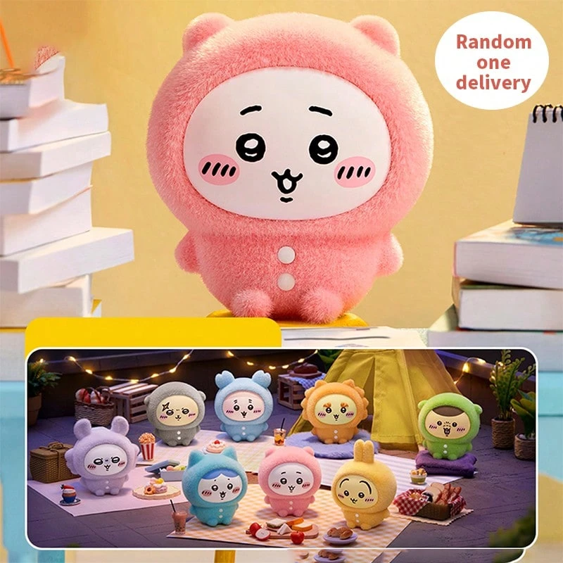 Miniso Chiikawa Pajama Party Sitting-In-A-Row Series Figure Blind Box Pajama Style & Cute Expressions Vinyl & Plush Material Sitting-In-A-Row Design Desktop Decoration & IP Collection Ornament(1 PC Random Delivery) - Multicolor - View 1