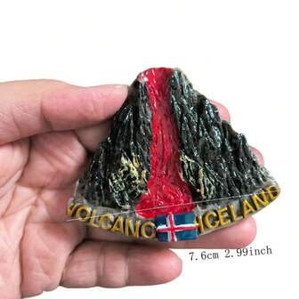 Iceland Volcanic Lava 3D Creative Landmark Travel Souvenir Craft Magnetic Refrigerator Sticker