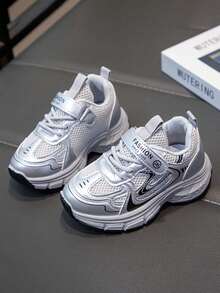 1 Pasang Sepatu Sneakers Kasual Anak-Anak dengan Sol Lembut, Anti Selip, Modis, Cocok untuk Musim Semi dan Gugur - Hitam - View 10