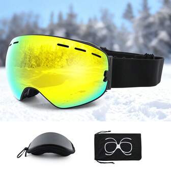 Double-Layer Anti-Fog Lens Snowboard Ski Skiing Goggles Spherical Dual-Layer Lens Snow Sports Goggles With Adjustable Non-Slip Elastic Strap For Sports