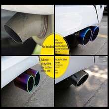 汽车通用双出气口排气头镀铬不锈钢汽车排气管头尾管汽车配件 - 6.3厘米 - 查看 7