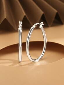 1 对 S925 纯银镂空水滴耳环，简约时尚百搭夸张个性银环耳环，低调优雅，送给母亲、女朋友、最好的朋友、生日、日常佩戴的慷慨礼物