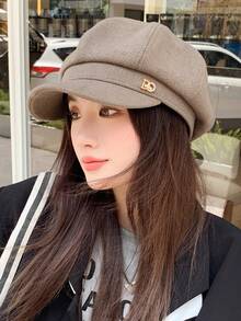 1顶女士帽子，DO水钻字母时尚甜美复古贝雷帽，多功能户外休闲短檐帽，轻便透气遮阳帽，适合日常和假日佩戴