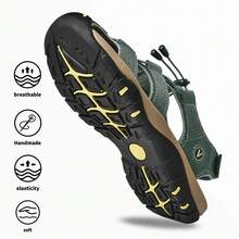 Men's Athletic & Outdoor Army Green Sandals & Slides.Men's Summer Beach Army Green Sandals.Men's Adventure Water Sandals.Men's Work Style Outdoor Sandals With Arch Support - Non-Slip Rugged Hiking Sandals, Thick Sole Water Shoes For Beach, Fishing, And Trail Walking. - 軍綠色 - 查看 3