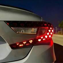 2pcs Car Tail Light Covers Stickers, Cute Heart Shape Design For Women & Couples, Brake Light Decals, Honeycomb Vinyl Wrap, Universal DIY Car Stickers - Black - View 3