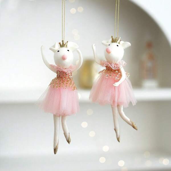 1 pieza La nueva colección de primavera presenta un lindo y juguetón accesorio decorativo DIY para el hogar con una corona dorada y un vestido de gasa rosa. Es una serie de animales y es perfecto para los entusiastas de los ratones. Es ideal para decorar el Año Nuevo, el Día de Año Nuevo, la Pascua, el Día de San Valentín, el Día de la Madre, los cumpleaños y las decoraciones de boda. Es una opción de regalo perfecta.