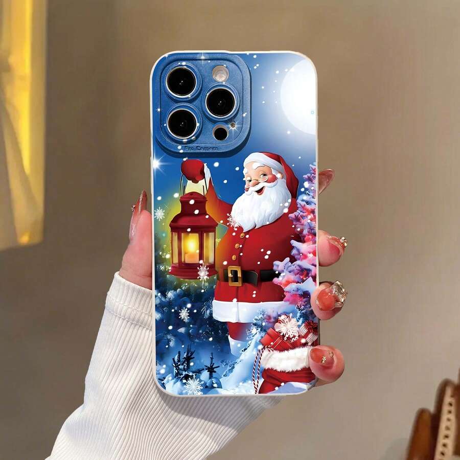 Nueva Funda de Teléfono con Diseño de Santa Claus Divertido y Elegante - Adecuada para iPhone 16e/7/8/XR/XS/X/11/12/13/14/15/Pro Max/Plus, Funda de Teléfono a Prueba de Golpes con Protección Completa y Estampado, Recubrimiento UV.Regalo perfecto para novio o novia - Blanco - Ver 1