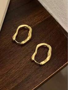 1 Pair Asymmetric Textured Earrings, Unique Design To Showcase Personalized, Minimalist Yet Fashionable, Suitable For Everyday And Various Occasions - Multicolor - View 8