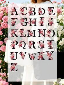 1pc Customizable Name Folding Canvas Tote Bag, Unique, Lightweight, High Capacity, Casual, Fashionable, Delicate Romance,Custom Bridesmaid & Beach Tote - Personalized Canvas Handbag With Name, Perfect For Weddings, Bridal Parties & Travel - Ivory, Perfect Holiday Personalized Gift For Halloween/Christmas/Thanksgiving.Suitable As A Hand Bag, Shoulder Bag, Casual Or Shopping Bag,Students, Freshman, Sophomore, Underclassmen, - Multicolor - View 5