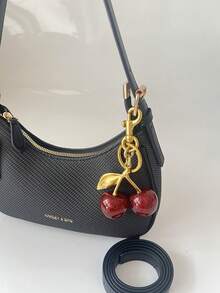 2026新款时尚经典百搭字母图案纯色PU材质单肩包，适合购物，Y2K风格腋下包，时尚女孩手提包 - 黑色 - 查看 11