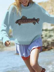 Women's Color-Block Pullover Sweater, A Long-Sleeved, Loose-Fitting, Round-Neck Style That Is Fashionable And Versatile. This Cute, Comfortable Sweater Is A Bestseller, Ideal For Festivals, Vacations, Street Outings, Going Out, Back-To-School Season, And Seaside Occasions.