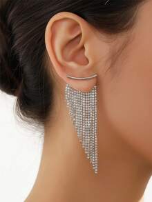 一对奢华水晶流苏吊坠耳环，女士款，适合新年派对、婚礼、约会、夜店、晚间社交场合，是送给她的好礼物。 - 彩色 - 查看 3