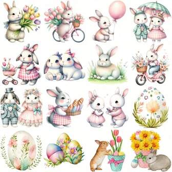 60 st återanvändbara söta påskhareklistermärken, nyckfull kanindesign för laptop, vattenflaska, telefon, lämplig för kvinnor, vuxna, studenter, lärare, hantverkare, perfekt för vinter, nyår