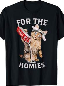 Milk Cat For The Homies & FUNNY MEME CUTE Milk Cat T-Shirt - 黑色 - 查看 1