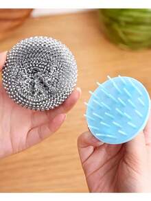 12 PIEZAS Almohadillas de Fregado de PET, Bolas de Limpieza con Mangos Ergonómicos. Almohadillas Limpiadoras sin Rayar para Ollas, Fácil de Limpiar, Sin Rayones ni Residuos. Almohadillas de Limpieza de Cocina, Cepillo de Plástico y Metal Duradero para Ollas, Sartenes, Utensilios Antiadherentes - Estropajo Reutilizable, Cuidado de Utensilios Antiadherentes, Cepillo para Ollas, Fregado Sin Rayar, Diseño Duradero, Cepillo Duradero, Cepillo de Limpieza de Cocina, Para Entusiastas de la Cocina. - Multicolor - Ver 7