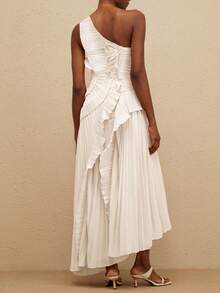 Women's Y2K Halter Neck Long Dress Elegant Sleeveless Backless Ruffles Tiered Cocktail Party Vacation Long Evening Dress - 白色 - 查看 8