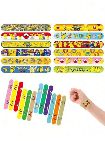 DOBBLE 12个/24个装口袋派对嘉年华拍手环，卡通人物图案拍手环，适用于派对、生日、装饰玩具、小礼物