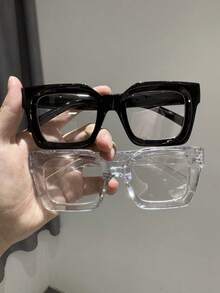 1-5 Pairs Women's Plastic Wide-Rimmed Square Leopard Print Frame Clear Lens Fashion Glasses, Versatile Chic Transparent Eyewear Suitable For Street Photography, Driving, Daily Life, Holiday Gifts, Back To School, Futuristic Accessory - White - View 23
