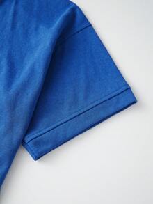 Women Half Sleeve Cropped Cardigan Shirt Short Sleeve Button Down Open Front Crewneck Loose Fit Knit T Shirt Y2k Casual Crop Tops Summer Fall Lightweight Jacket Outwear - 藍色 - 查看 7
