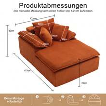 Un sofá reclinable de 46 cm de alto, diseñado para interiores y sin marco. Un sofá reclinable de lectura más cómodo, con amplios reposabrazos que no requiere instalación. - Naranja - Ver 12
