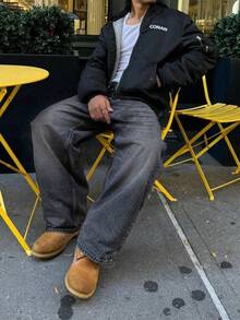 Men's Loose Fit Jeans, Non-Stretch Denim Jeans, Versatile For Everyday Wear, Baggy Leg Washed Jeans With Slant Pockets, Cotton Casual Streetwear Jeans - Flame scarlet - View 4