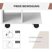 Mesa auxiliar en forma de C HOMCOM, mesa de centro con ruedas, mesa de sofá portátil, ideal para espacios pequeños, 45 x 35 x 58 cm, color blanco - Blanco - Ver 5