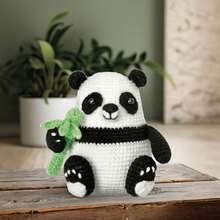 1Set Animal Crochet Kit For Beginners, Beginner Crochet Kit For Adults With Step-By-Step Video Tutorials, Panda DIY Crafts For Adults, Birthday Valentine's Day Halloween And Christmas Gifts, Cute Funny Home Decorative Ornaments - Panda - View 2