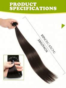 直发U型接发，真人发，角蛋白美甲接发，冷融合接发片，真人发，Remy品质，角蛋白热融合，直发，自然柔顺，黑色、棕色、金色挑染，12-22英寸，每包28-30克，适合所有种族女性，百搭发型 | 自然外观 | 挑染发丝 - 彩色 - 查看 9