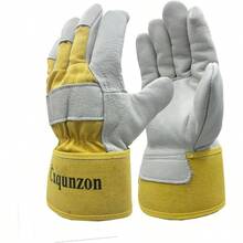 Leather MIG Welding Gloves - Heat Fire Resistant Welding/Grilling/BBQ/FireplaceBlack/Brown/Blue - Gold - View 2
