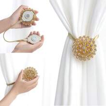 1pc/2pcs Crystal 3D Magnetic Curtain Clips, Elegant & Fashionable Automatic Curtain Tiebacks, No Drilling Required, Won't Damage Walls, Can Firmly Hold Curtains And Also Serve As Exquisite Home Decor - Multicolor - View 2