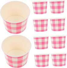 30piezas Vasitos Desechables Para Helado y Postres Tazones De Cartón Para Cumpleaños y Picnics Diseño Cuadros - rosax3uds - Ver 9