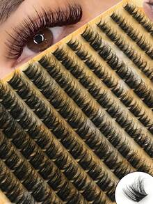 156-Pile Cluster False Eyelashes, 10-16mm Fine Individual Cluster False Eyelashes, Natural-Looking False Eyelashes, D-Shaped Curled And Fluffy Cluster False Eyelashes, DIY Eyelash Extension False Eyelash Clusters. Suitable For Travel, Daily Wear, Beginners, Single Lashes, Increasing Lash Volume, Long-Lasting Lash Extension, Thick And Natural-Looking Imitation Lashes. False Eyelash Clusters, Single Cluster False Eyelashes, False Eyelashes, Realistic False Eyelashes. - D - 查看 1