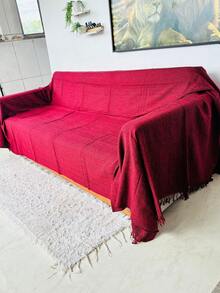 Set Of 2 Extra Large King Size Sofa Throws, Size 3 Meters X 1.80 Meters, Decorative For A Luxurious Home, 100% Cotton Reinforced Protective Cover - 混合紅 - 查看 7