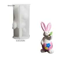 复活节胡萝卜兔子香薰蜡烛硅胶模具，环氧树脂DIY编织兔子石膏饰品，手工皂模具 - 白色 - 查看 5