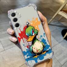 Funda de teléfono transparente con pato graffiti para OPPO RealMe GTNeo3 C67 C63 C55 C35 C53 C31 C30s C25Y C25s C21Y C20A C11 C15 C12 7i, adecuada para OPPO RealMe 12ProPlus 11 10Pro+ 9Pro+ V25 Q5 9I Narzo50Pro 60x 20 30A 50APrime N53, funda protectora suave con cobertura total y función a prueba de golpes en las cuatro esquinas, perfecta para novias, novios y amigos - Colores mixtos - Ver 5