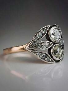 Bohemian Style Women'S Ring, Set With Sparkling Synthetic Zirconia Symbolizing Nobility And Beauty, Suitable For Daily Wear And Party Accessories, Luxurious Jewelry With Finely Carved Edges, Available In Multiple Sizes - 彩色 - 查看 6