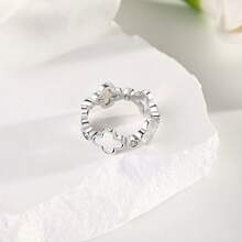 Trébol de Cuatro Hojas, Fritillaria Blanca, Zirconia Cúbica Brillante, Chapado en Oro/Plata, Ajustable - Ideal para Cumpleaños y Aniversarios - Oro - Ver 4