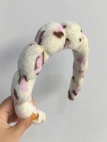 女士多色泡泡头带，可爱毛绒球面部头巾，柔软毛巾布SPA头带，适用于化妆、洗脸、护肤等日常护理 - 彩色 - 查看 10