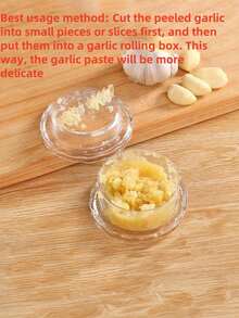 1pc Portable Small-Sized Transparent Blue Plastic Garlic Chopper, Multi-Functional Kitchen Gadget With Built-In Grinder, Durable Food Prep Tool, Easy-To-Clean Vegetable Mincer, Compact Storage Container, Reusable Cooking Accessory, Efficient Garlic Crusher, Ideal For Christmas Decorations, New Year Daily Cooking & Holiday Meal Prep Scenes - Multicolor - View 5